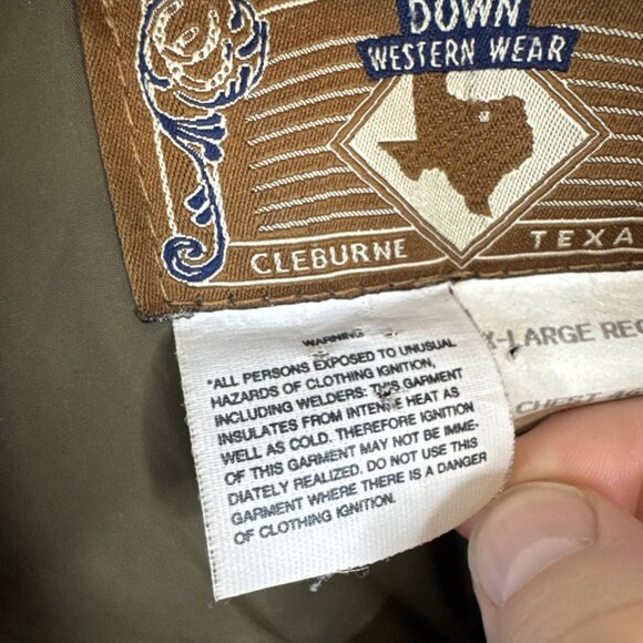 Vintage Walls Down Western Wear Brown Puffer Jacket Faux Fur Collar XL - Picture 8 of 8